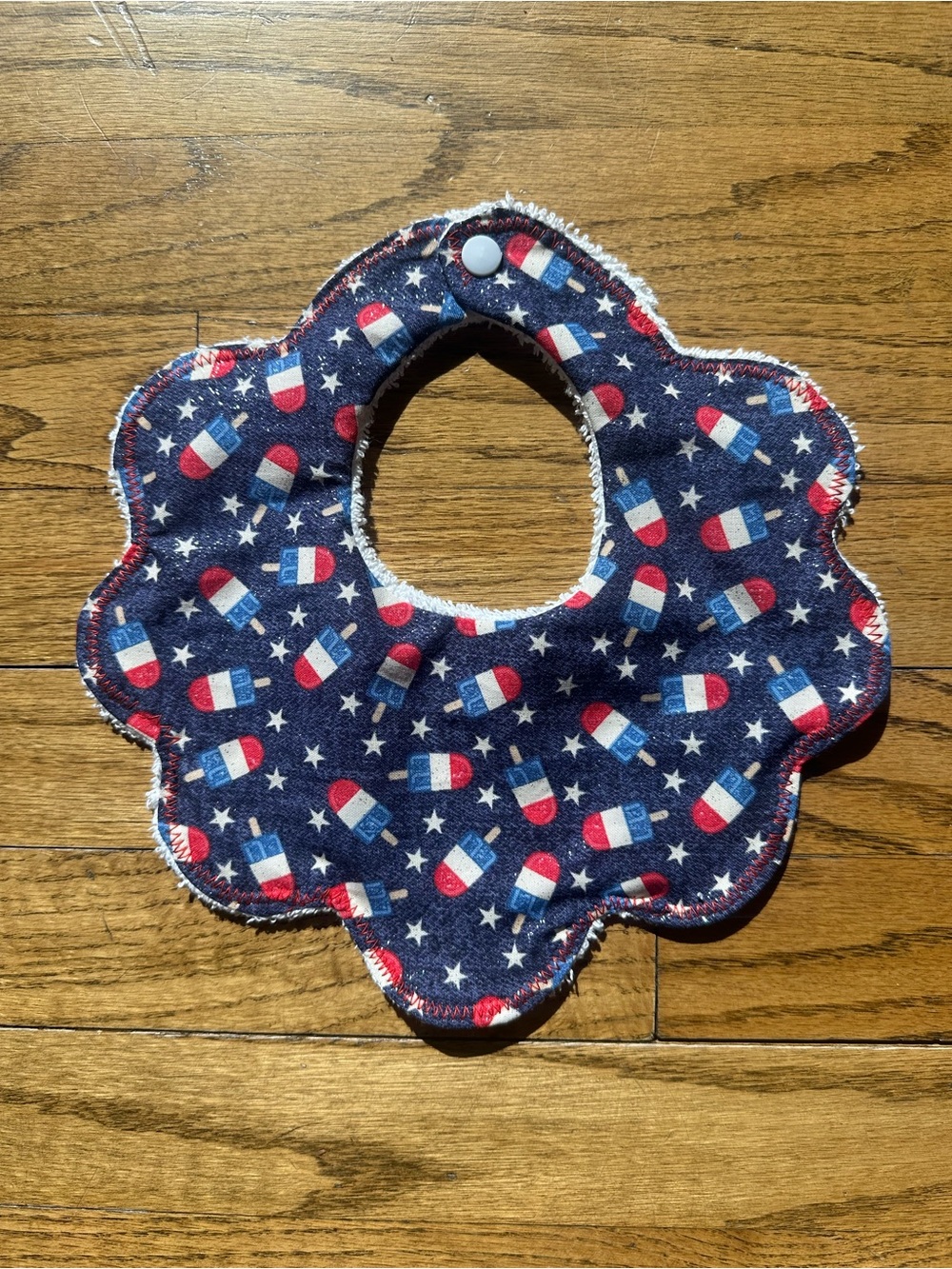 Baby Bib - Navy Red & White Pattern